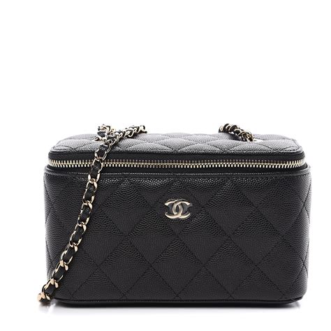 chanel black vanity|Chanel small vanity with chain.